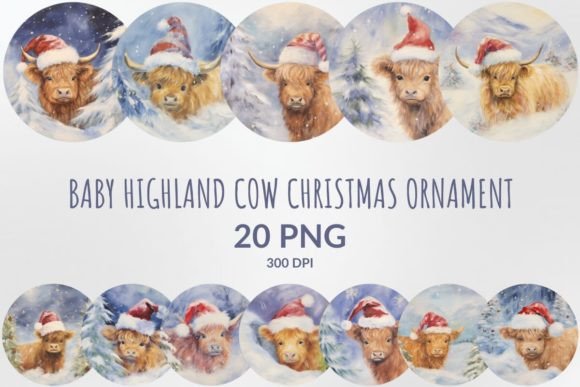 Baby Highland Cow Christmas Ornament & Illustrations Review