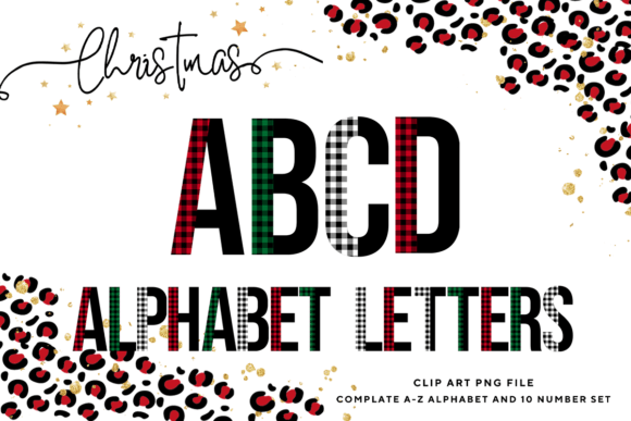 Christmas Alphabet Buffalo Plaid Letters for Illustrations