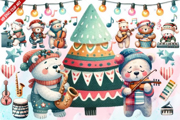 Christmas Bear Retro Music Clip Art Review