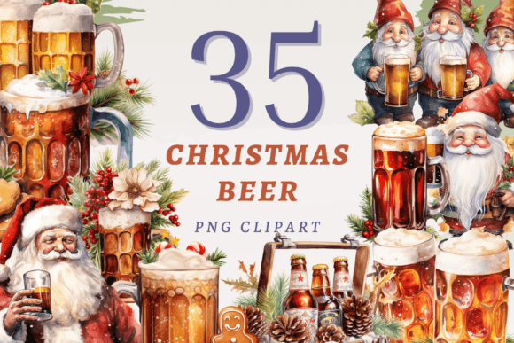 Christmas Beer PNG Bundle: Seasonal Illustrations for Modern Bloggers