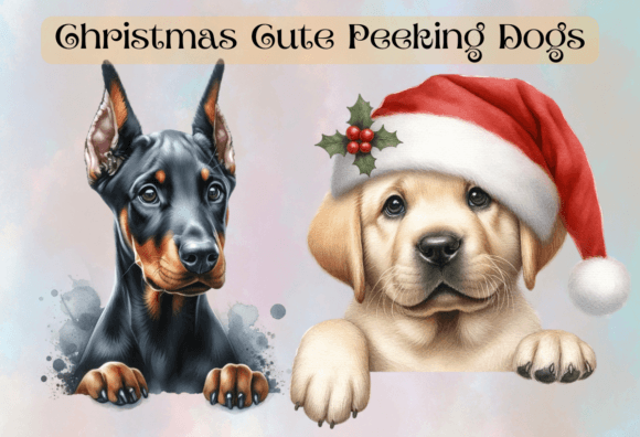 Christmas Cute Peeking Dogs Clipart No 9 Review for Illustrations
