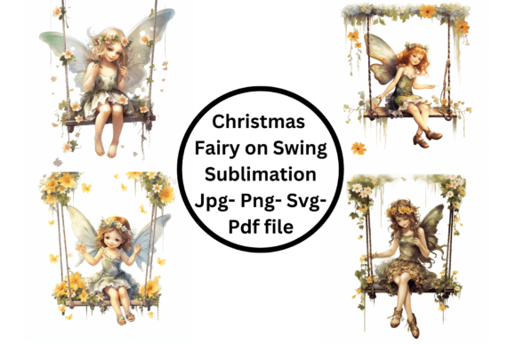 Christmas Fairy on Swing Sublimation for Brand Illustrations