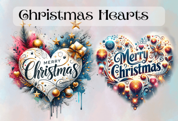 Christmas Hearts Sublimation Png No 8 for Modern Illustrations