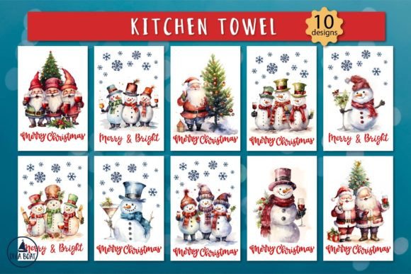 Christmas Kitchen Towel Sublimation: Festive Illustrations for Local Brands