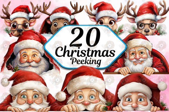 Christmas Peeking Clipart PNG for Festive Illustrations