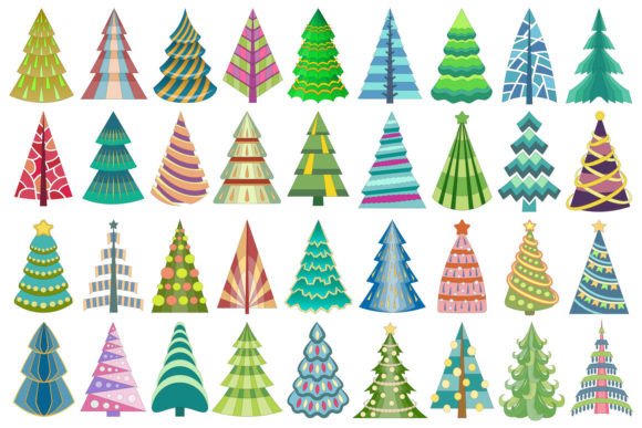 Christmas Tree Artistic Abstract Designs for Modern Illustrations