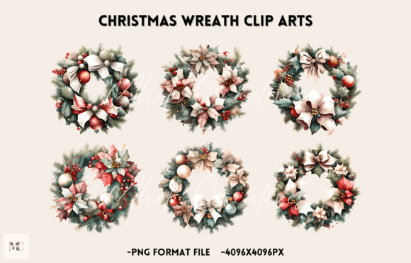 Christmas Wreath Clip Arts for Modern Illustrations