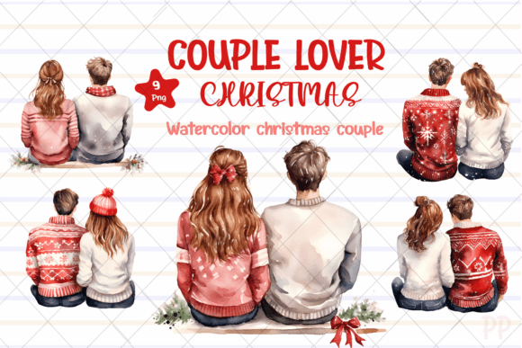 Couple Lover Christmas Clipart for Illustrations and Crafts