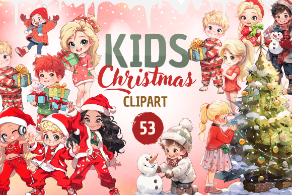 Cute Christmas Kids - Clipart for Illustrations