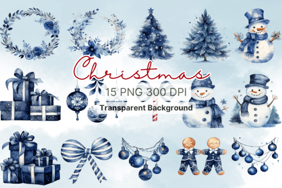 Navy Blue Christmas Watercolor Clipart Review