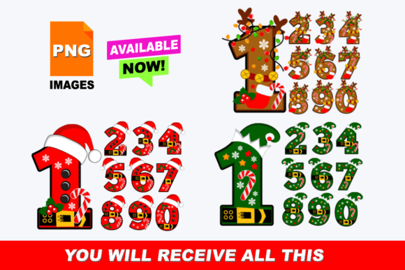 Numbers 0-9 Clip Art Bundle Christmas