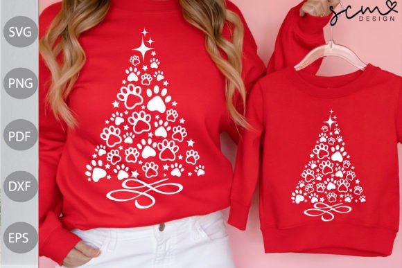 Paws Christmas Tree SVG Cut Files for Holiday Illustrations