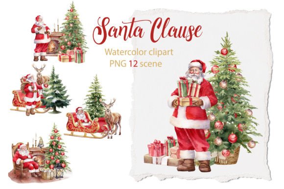 Santa Scene PNG Christmas Clipart for Holiday Illustrations