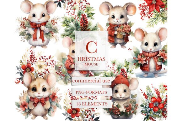 Watercolor Baby Christmas Mouse Clipart Review
