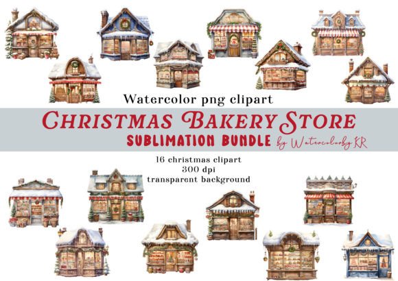 Watercolor Christmas Bakery Store Bundle: Fresh Illustrations for Seasonal Branding