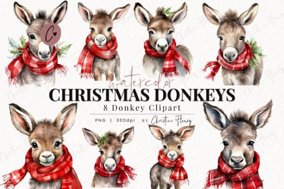 Watercolor Christmas Donkey Clipart Review