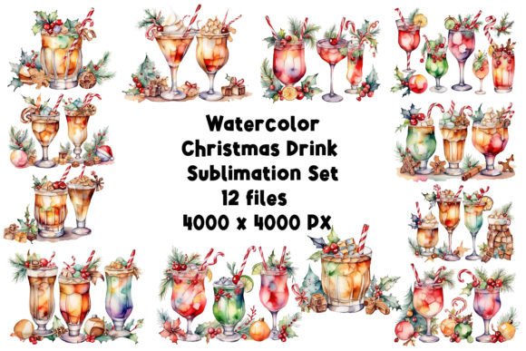 Watercolor Christmas Drink Sublimation for Modern Illustrations