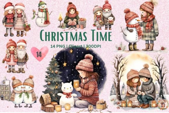 Watercolor Christmas Time Sublimation: A Designer's Review of Festive Illustrations