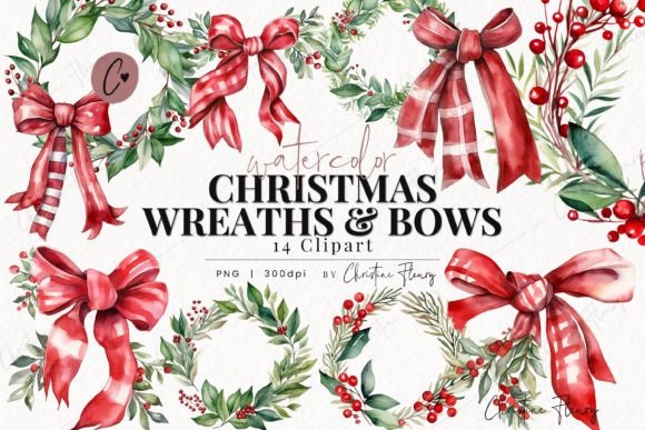 Watercolor Christmas Wreaths Bows PNG: A Seller's Review