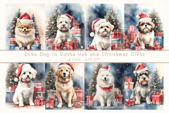 Watercolor Cute Dog and Christmas Gifts Review
