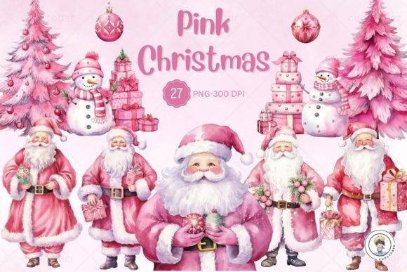 Watercolor Pink Christmas Clipart Review